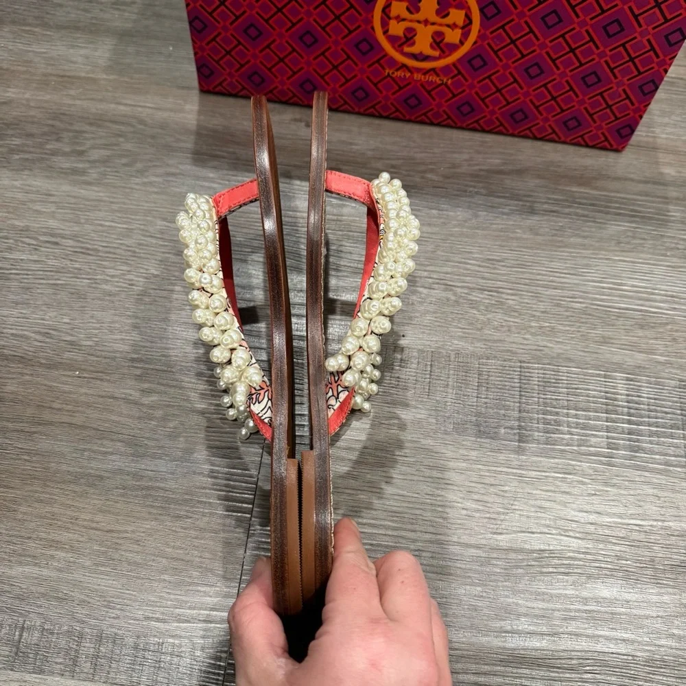 Tory Burch Tatiana Pearl Detail Hicks Garden Fresh Thong Sandals